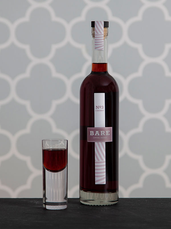 500ml Bare Sipping Vodka Cherry flavour with shot glass